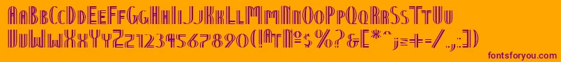 Ntvienna-Schriftart – Violette Schriften auf orangefarbenem Hintergrund