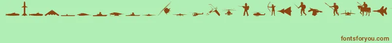 Шрифт MilitaryRegular – коричневые шрифты на зелёном фоне