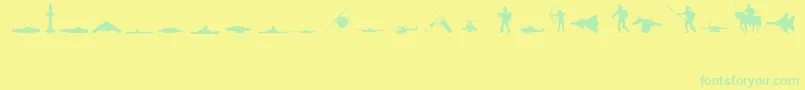 Fonte MilitaryRegular – fontes verdes em um fundo amarelo