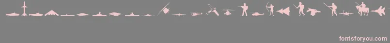 フォントMilitaryRegular – 灰色の背景にピンクのフォント