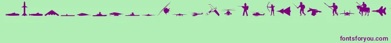 MilitaryRegular Font – Purple Fonts on Green Background