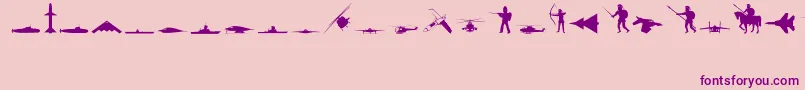 フォントMilitaryRegular – ピンクの背景に紫のフォント