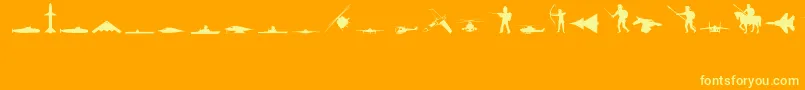 Saiba mais sobre a fonte MilitaryRegular Fonte MilitaryRegular – fontes amarelas em um fundo laranja