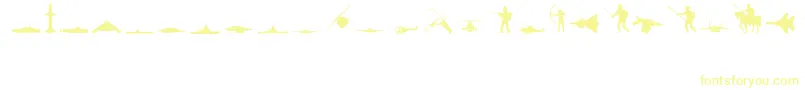 MilitaryRegular-Schriftart – Gelbe Schriften auf weißem Hintergrund