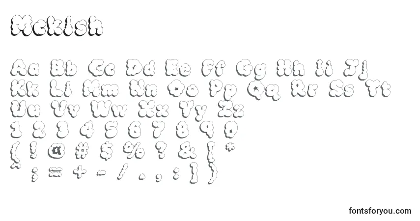 A fonte Mcklsh – alfabeto, números, caracteres especiais