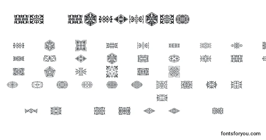 Schriftart Prt Ornament3 – Alphabet, Zahlen, spezielle Symbole