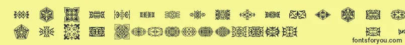 Prt Ornament3 Font – Black Fonts on Yellow Background