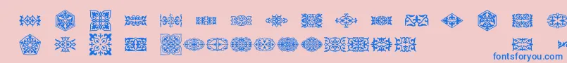 Prt Ornament3-Schriftart – Blaue Schriften auf rosa Hintergrund