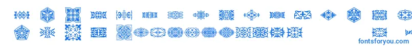 Prt Ornament3-Schriftart – Blaue Schriften auf weißem Hintergrund