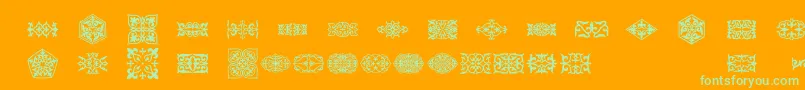 Prt Ornament3-Schriftart – Grüne Schriften auf orangefarbenem Hintergrund