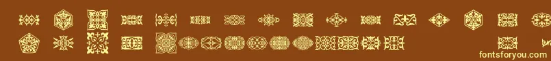 Prt Ornament3 Font – Yellow Fonts on Brown Background