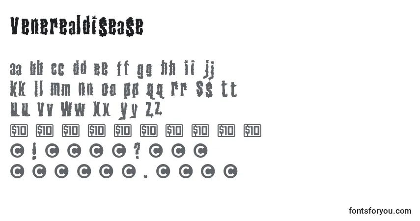 Schriftart VenerealDisease – Alphabet, Zahlen, spezielle Symbole