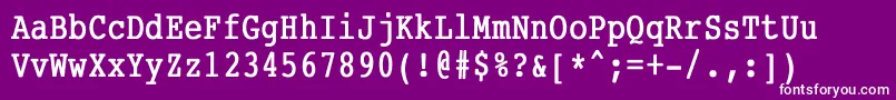 Więcej informacji o czcionce CourierCondensedBold Czcionka CourierCondensedBold – białe czcionki na fioletowym tle