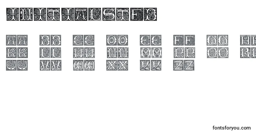 Czcionka InitialsTfb – alfabet, cyfry, specjalne znaki