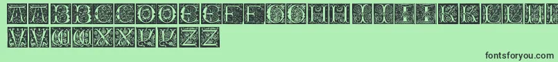 Fonte InitialsTfb – fontes pretas em um fundo verde