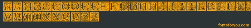 InitialsTfb-Schriftart – Orangefarbene Schriften auf schwarzem Hintergrund