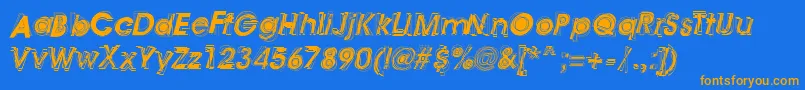 Astigma Font – Orange Fonts on Blue Background