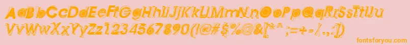 Astigma-Schriftart – Orangefarbene Schriften auf rosa Hintergrund