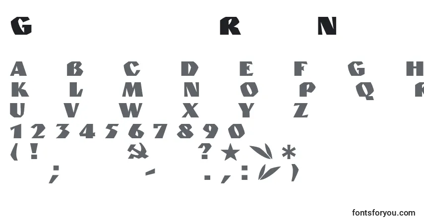 Schriftart GranitRusNormal – Alphabet, Zahlen, spezielle Symbole