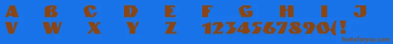 フォントGranitRusNormal – 茶色の文字が青い背景にあります。