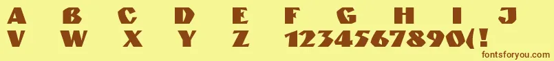 フォントGranitRusNormal – 茶色の文字が黄色の背景にあります。