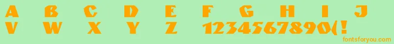 フォントGranitRusNormal – オレンジの文字が緑の背景にあります。