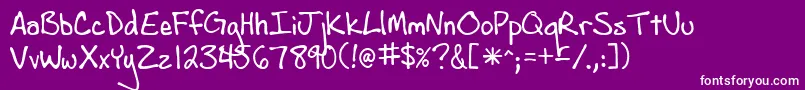 フォントAndrewscript – 紫の背景に白い文字