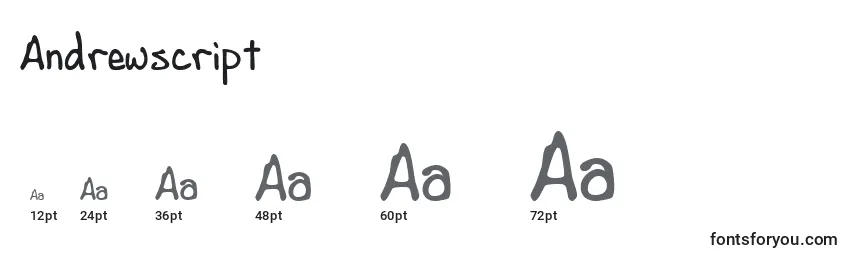 Размеры шрифта Andrewscript