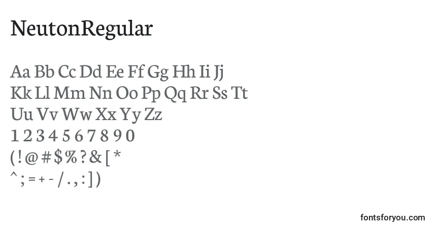 Schriftart NeutonRegular – Alphabet, Zahlen, spezielle Symbole