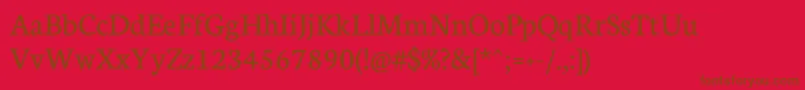 NeutonRegular-Schriftart – Braune Schriften auf rotem Hintergrund