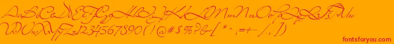 MrLackboughs-Schriftart – Rote Schriften auf orangefarbenem Hintergrund