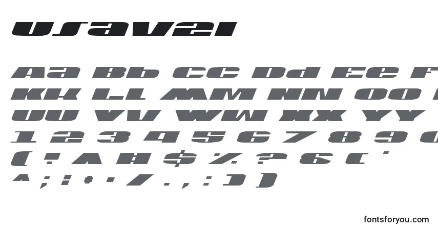 Fuente Usav2i - alfabeto, números, caracteres especiales
