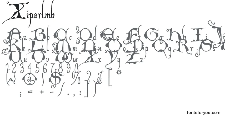 Schriftart Xiparlmb – Alphabet, Zahlen, spezielle Symbole