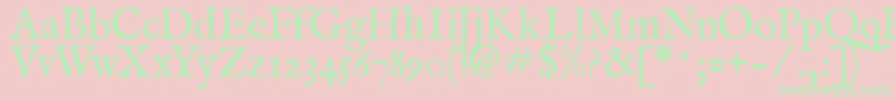 ImFellEnglishRoman-Schriftart – Grüne Schriften auf rosa Hintergrund