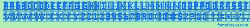 X Grid Font – Blue Fonts on Green Background