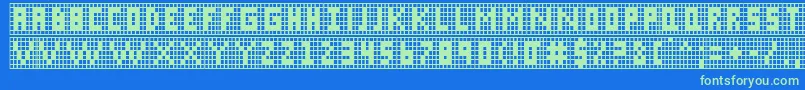 X Grid Font – Green Fonts on Blue Background