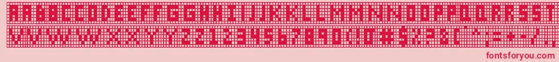 X Grid Font – Red Fonts on Pink Background