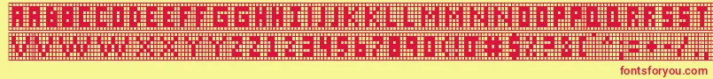 X Grid Font – Red Fonts on Yellow Background