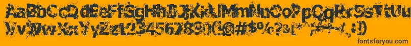 CrimeScene-Schriftart – Schwarze Schriften auf orangefarbenem Hintergrund
