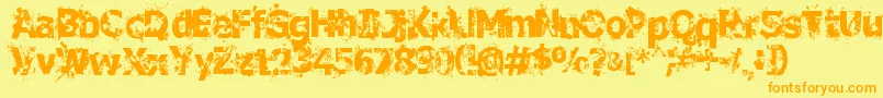 CrimeScene-Schriftart – Orangefarbene Schriften auf gelbem Hintergrund