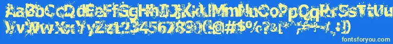CrimeScene-Schriftart – Gelbe Schriften auf blauem Hintergrund