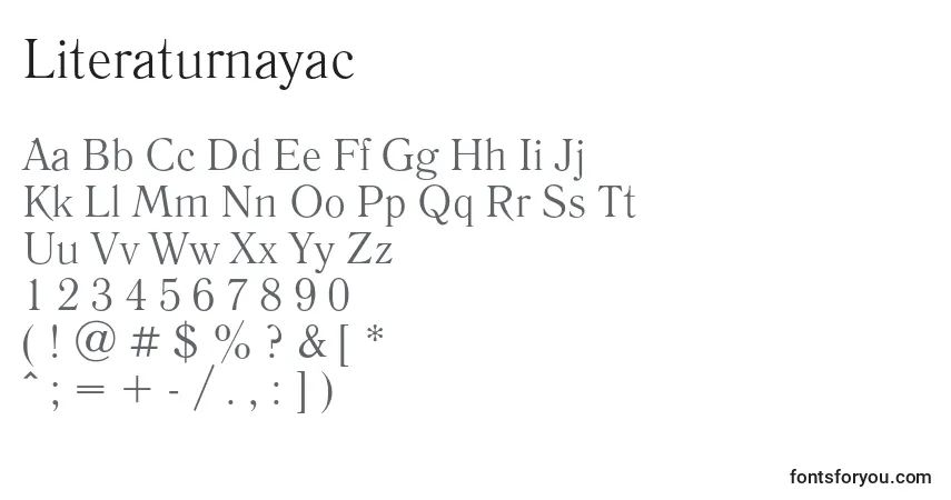A fonte Literaturnayac – alfabeto, números, caracteres especiais