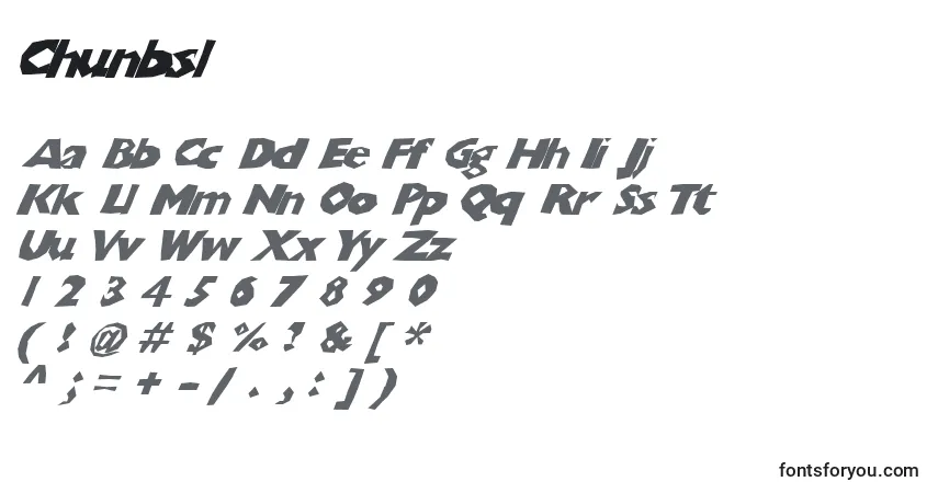 A fonte Chunbsl – alfabeto, números, caracteres especiais