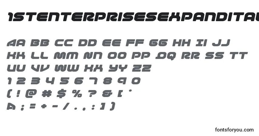 Czcionka 1stenterprisesexpandital – alfabet, cyfry, specjalne znaki