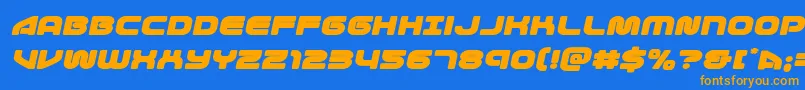 1stenterprisesexpandital-Schriftart – Orangefarbene Schriften auf blauem Hintergrund