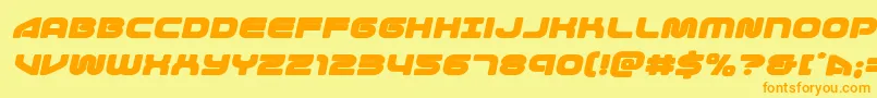 Weitere Informationen zur 1stenterprisesexpandital-Schriftart 1stenterprisesexpandital-Schriftart – Orangefarbene Schriften auf gelbem Hintergrund