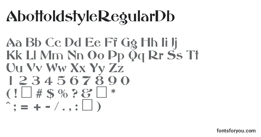characters of abottoldstyleregulardb font, letter of abottoldstyleregulardb font, alphabet of  abottoldstyleregulardb font