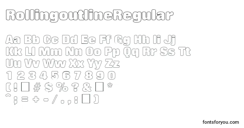 Schriftart RollingoutlineRegular – Alphabet, Zahlen, spezielle Symbole