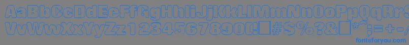 フォントRollingoutlineRegular – 灰色の背景に青い文字