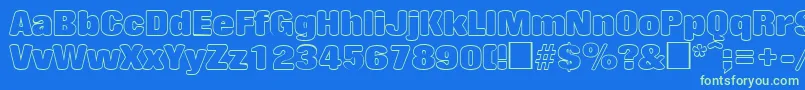 RollingoutlineRegular Font – Green Fonts on Blue Background